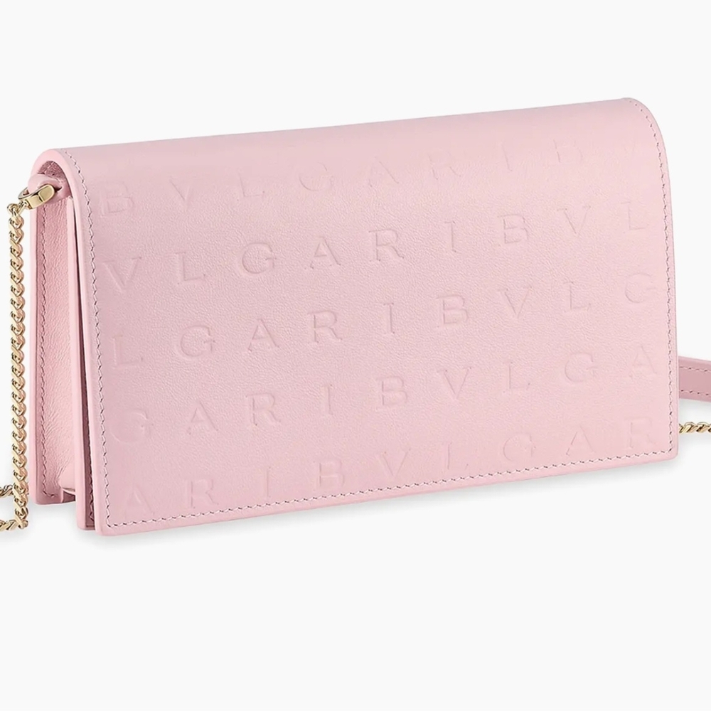 Bulgari Pastel Pink Crossbody Bag with Gold Chain